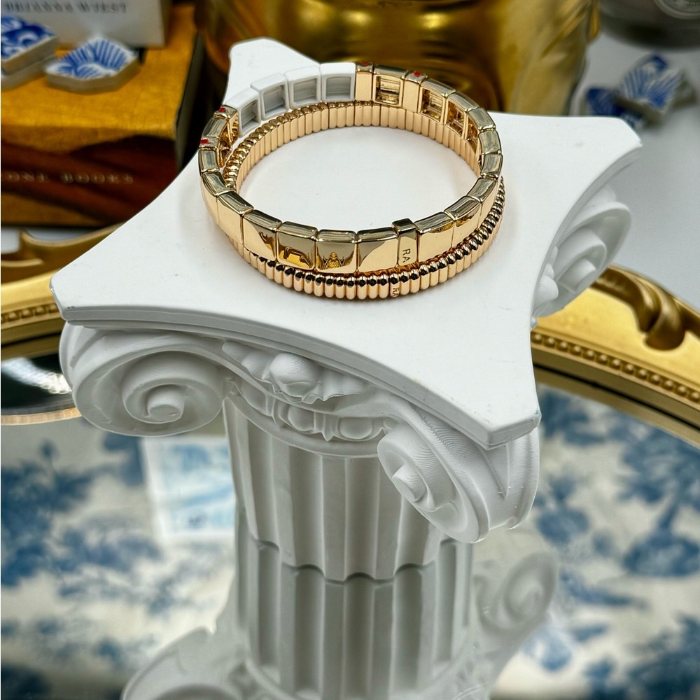 🆕 ROXANNE ASSOULIN 🧿 NWOT Golden LOVE Bracelet Set - Set of 2 - Picture 8 of 16
